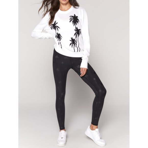 Spiritual Gangster Intent Tonal Palm High Waist Rise Legging Trees Skinny Tights - Picture 6 of 11